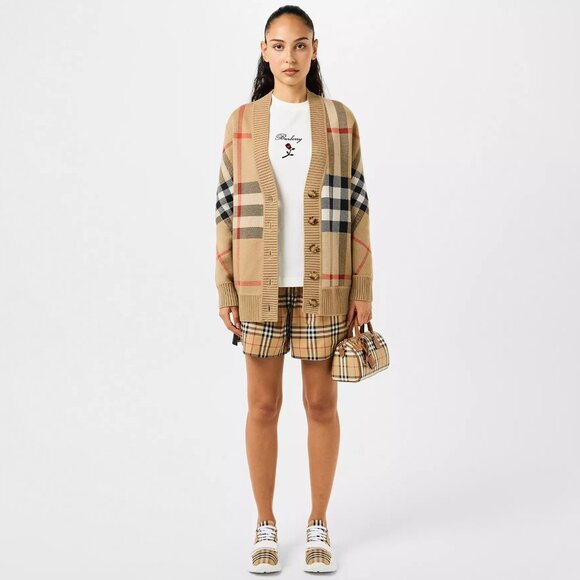 Burberry Women's Check Wool Caragh Cardigan - Picture 1 of 13